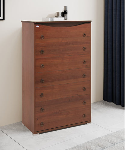 Antique Walnut chest of drawers in melamine wood with 7 drawers H.127x76x41 cm