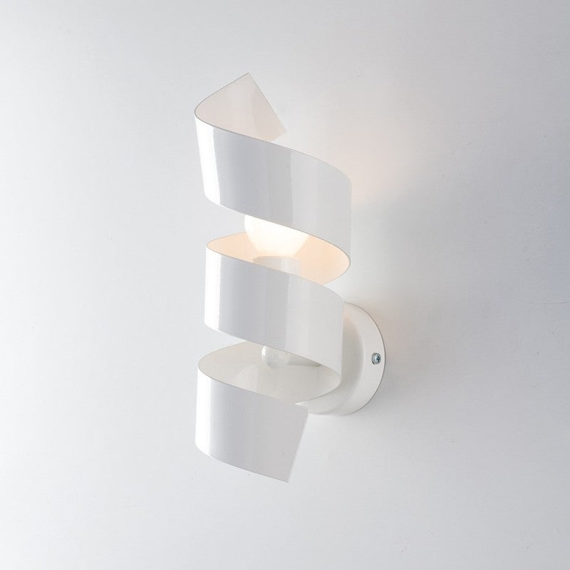 Modern spiral applique in white iron 13x h28 cm