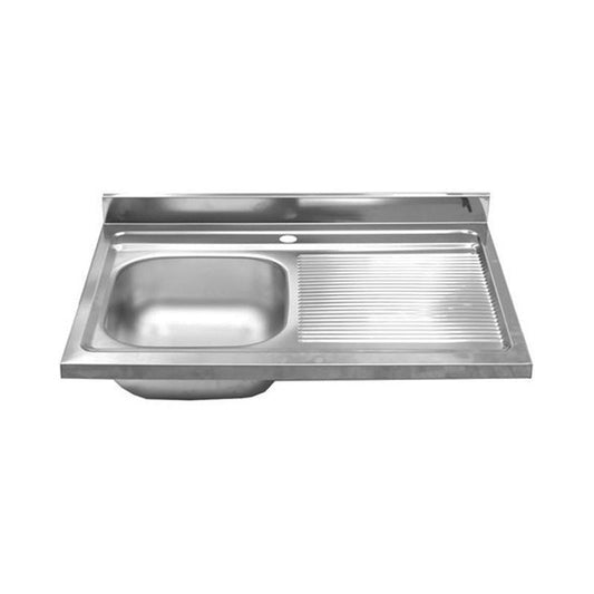 Countertop kitchen sink with right steel drainer 50x80 cm