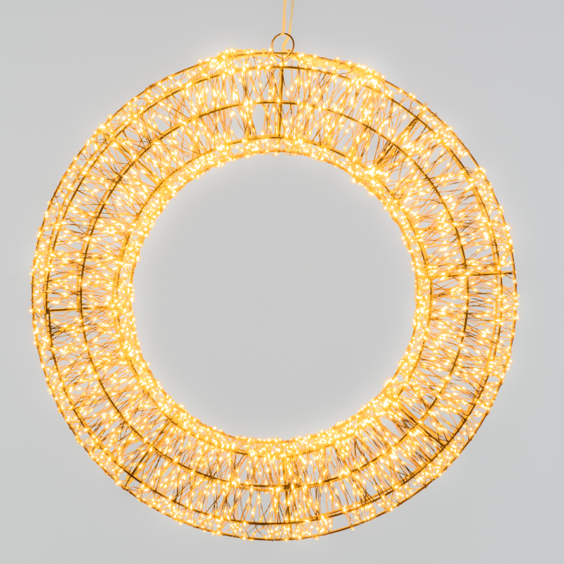 Corona Marrone 3D ø55cm 3000 MicroLED FlashLED Diamond bianco caldo