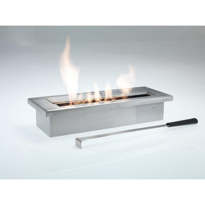 Design-Tisch-Bioethanol-Kamin, grau-chrom, 40 x 15 x H 8 cm