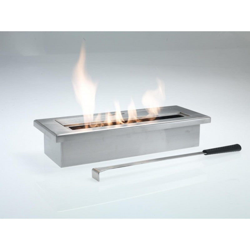 Design-Tisch-Bioethanol-Kamin, grau-chrom, 40 x 15 x H 8 cm