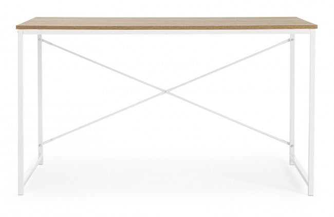 Escritorio urbano industrial estructura de metal blanco 120x60xh.70 cm