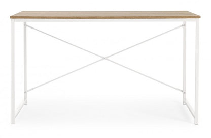 Escritorio urbano industrial estructura de metal blanco 120x60xh.70 cm