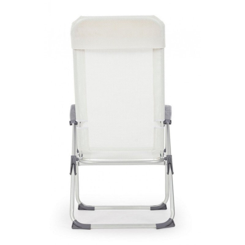 Gartenliegestuhl aus Aluminium und weißem CROSS Stoff 58x62,5x h110 cm