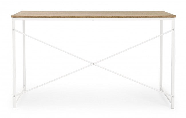 Escritorio urbano industrial estructura de metal blanco 120x60xh.70 cm