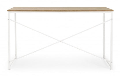 Escritorio urbano industrial estructura de metal blanco 120x60xh.70 cm