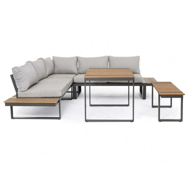 Ecksofa-Set aus pulverbeschichtetem Aluminium und Polywood in Anthrazit