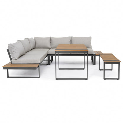 Ecksofa-Set aus pulverbeschichtetem Aluminium und Polywood in Anthrazit