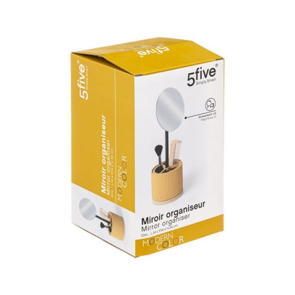 Espejo moderno con almacenaje Amarillo diámetro 14x h35 cm