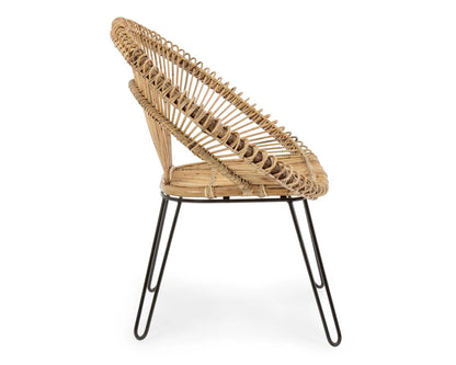 Natural Esteban Sessel in Rattan und Stahl - elegantes Design für Innen- und Außenbereiche
