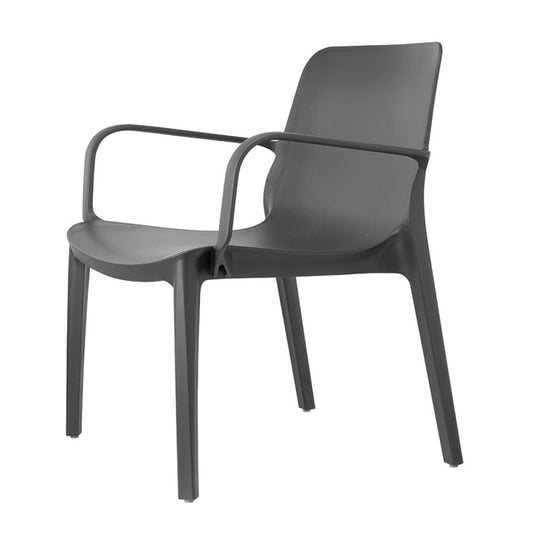 Silla con reposabrazos Ginebra Lounge Tortora - Tecnopolimero reforzado con fibra de vidrio - sentado 43 cm - Uso interno/externo - apilable