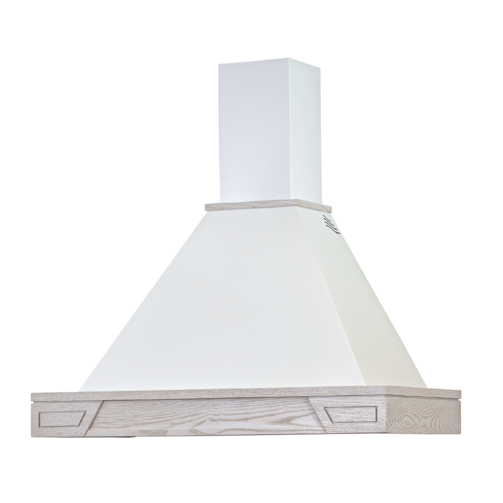 Campana rústica GINEVRA blanca con estructura de madera con incrustaciones color fresno 60 cm