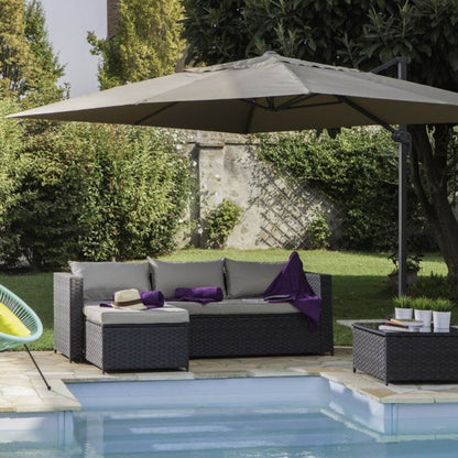 Deluxe Rechteckiger Sonnenschirm mit seitlichem Arm 4x3 Meter Taube