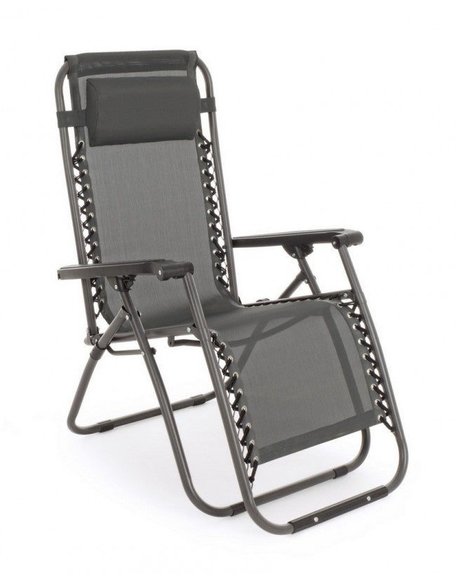 Grey Outdoor Deck Chair with Dimensions 65x176x80 cm