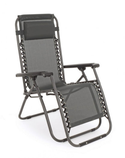 Grey Outdoor Deck Chair with Dimensions 65x176x80 cm