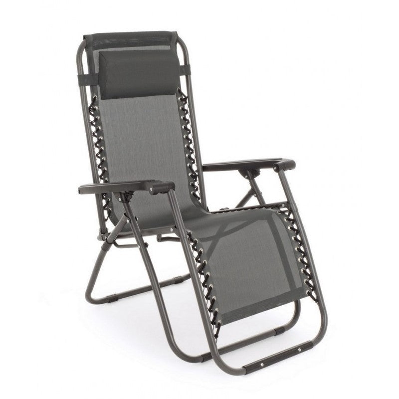 Grey Outdoor Deck Chair with Dimensions 65x176x80 cm