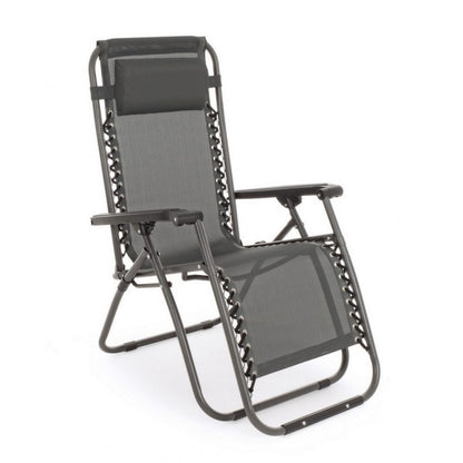 Grey Outdoor Deck Chair with Dimensions 65x176x80 cm