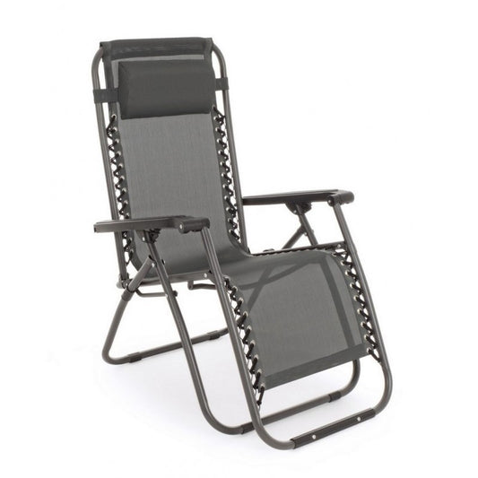 Grey Outdoor Deck Chair with Dimensions 65x176x80 cm