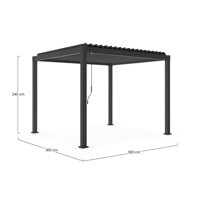 Anthrazitfarbene Pergola Garda 300x300xH240