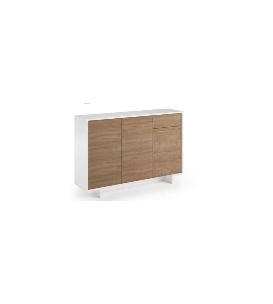 Slim Sideboard 3 Doors, 1 Drawer, 3 Internal Shelves, White Walnut