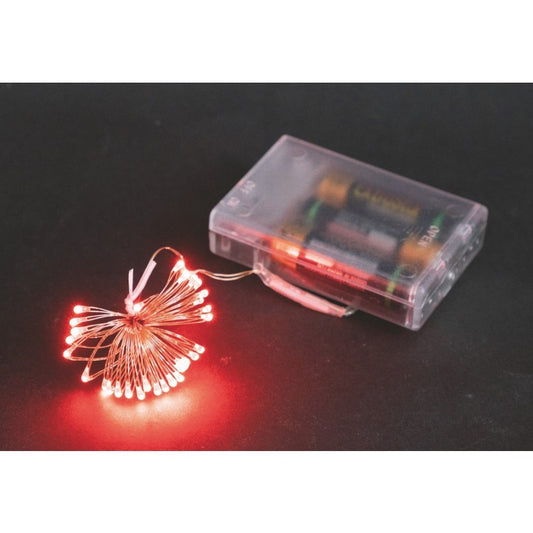 100 Microled rotes Kabel, 5 Meter Batterie für den Innenbereich