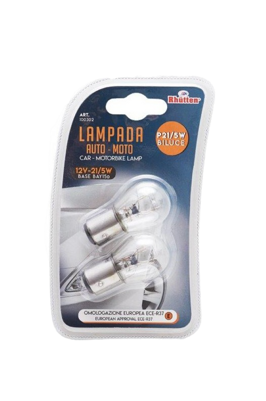 Lámpara Auto-Moto X2 - Homologación Europea Ece-R37, 12V - P21/5W