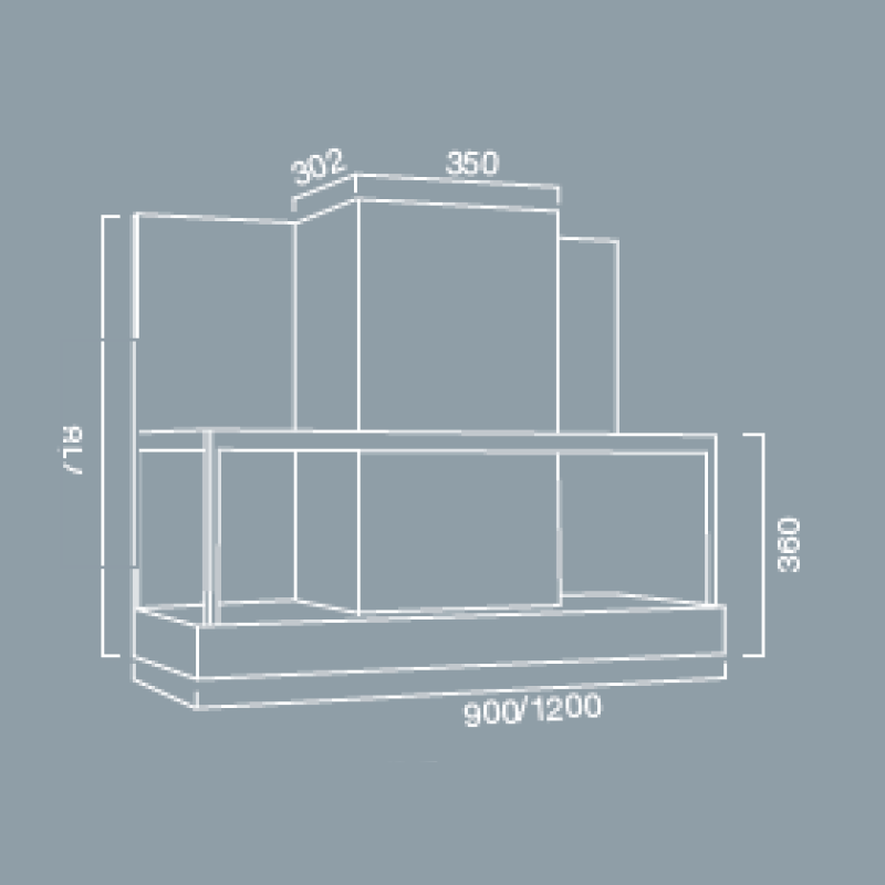 ETRA extractor hood in burnished stainless steel 90 cm
