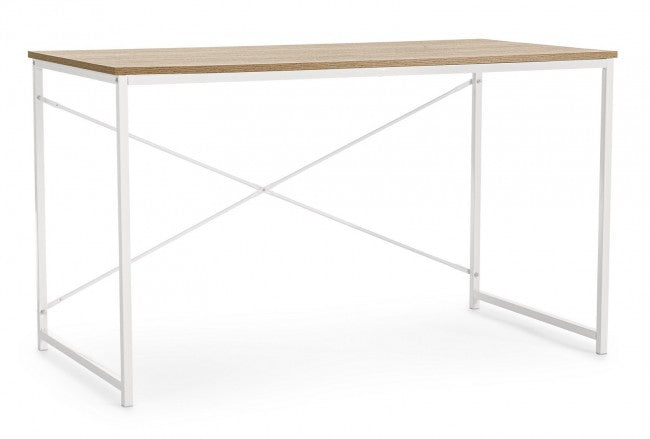 Escritorio urbano industrial estructura de metal blanco 120x60xh.70 cm