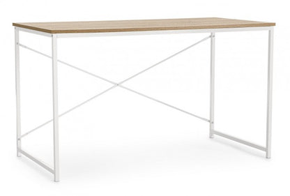 Escritorio urbano industrial estructura de metal blanco 120x60xh.70 cm