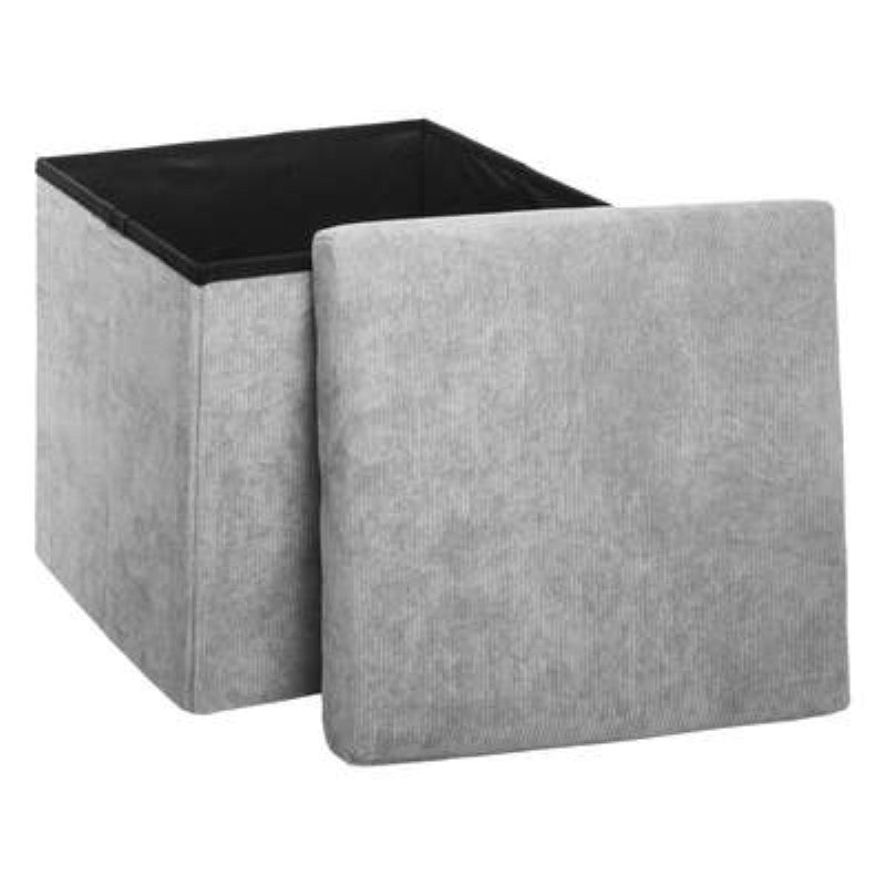 Folding pouf in gray fabric L 38 x D 38 x H 38 cm