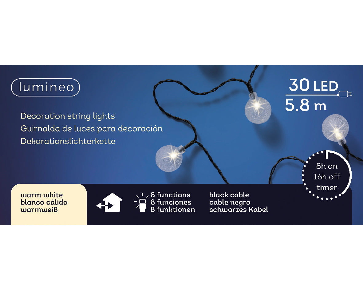 Lámparas decorativas LED con 8 funciones de efecto parpadeante para uso exterior L 580 cm