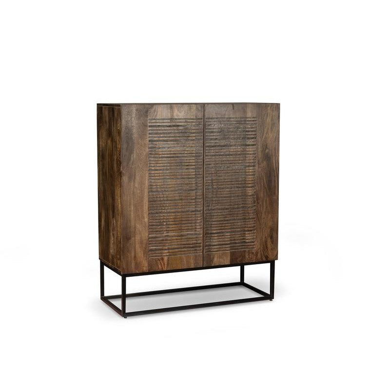 Brown Mango Wood Sideboard with 2 Doors and 6 Internal Compartments 100x45xh.120 cm
