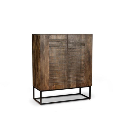 Brown Mango Wood Sideboard with 2 Doors and 6 Internal Compartments 100x45xh.120 cm