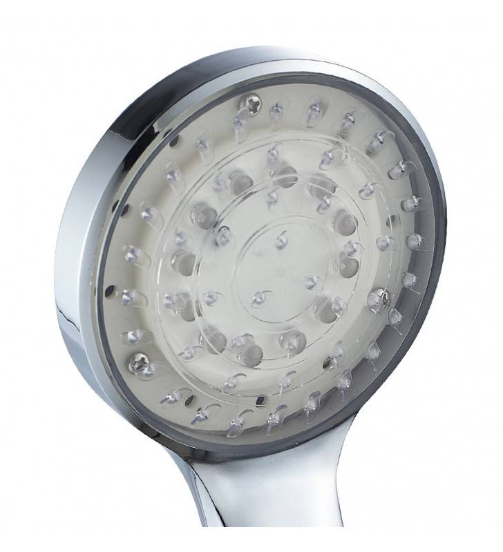 One-jet chromed hand shower with LED lights - Lumy series