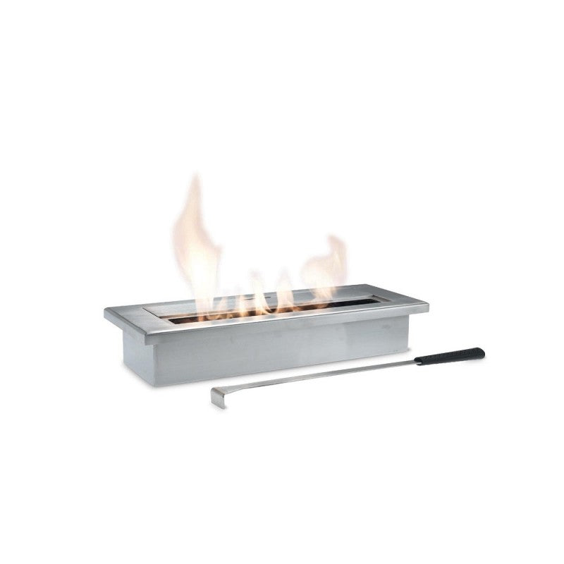 Design-Tisch-Bioethanol-Kamin, grau-chrom, 40 x 15 x H 8 cm