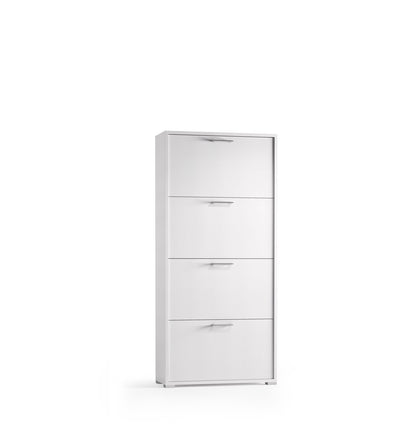 Double Depth Shoe Rack With 4 Doors Up To 18 Pairs Of Shoes white/white