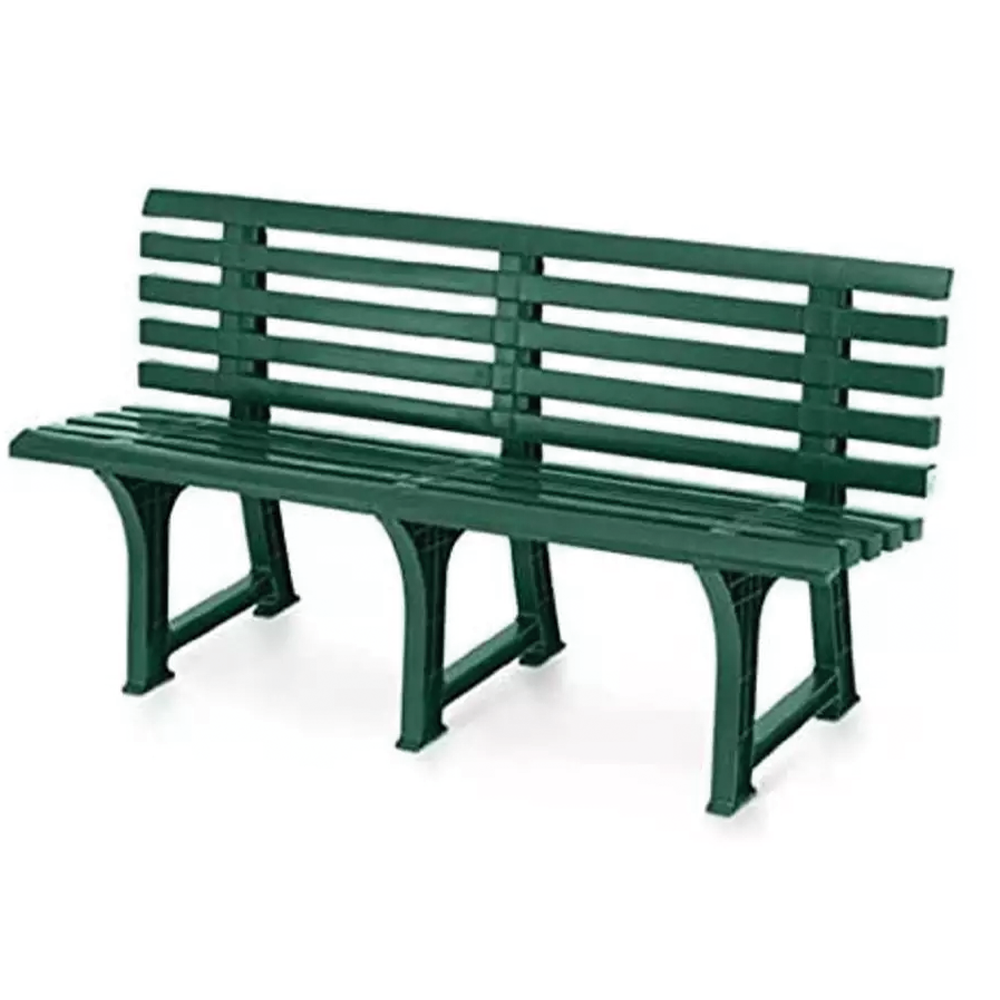 Green garden bench resistant to atmospheric agents - easy to assemble - dimensions 147x51x75h cm