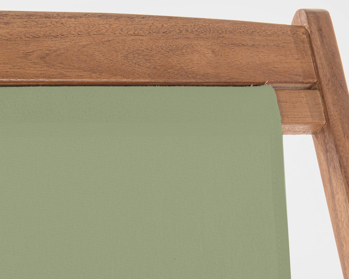 Noemi Moss Green Relaxing Deck Chair in Acacia Wood and Polyester