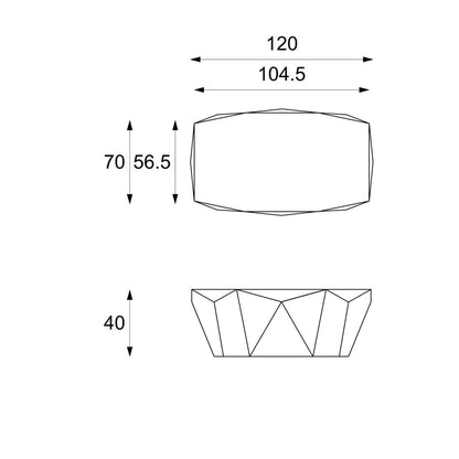 Modernes Beistelltisch aus grauem fossilem Stein 120 x 70 x H 40 cm