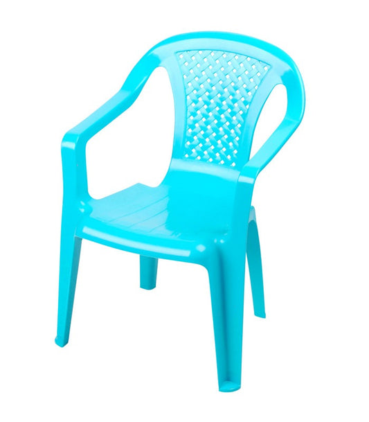 Silla de Jardín para Niños Apilable en Plástico Azul - 52x37x35 cm