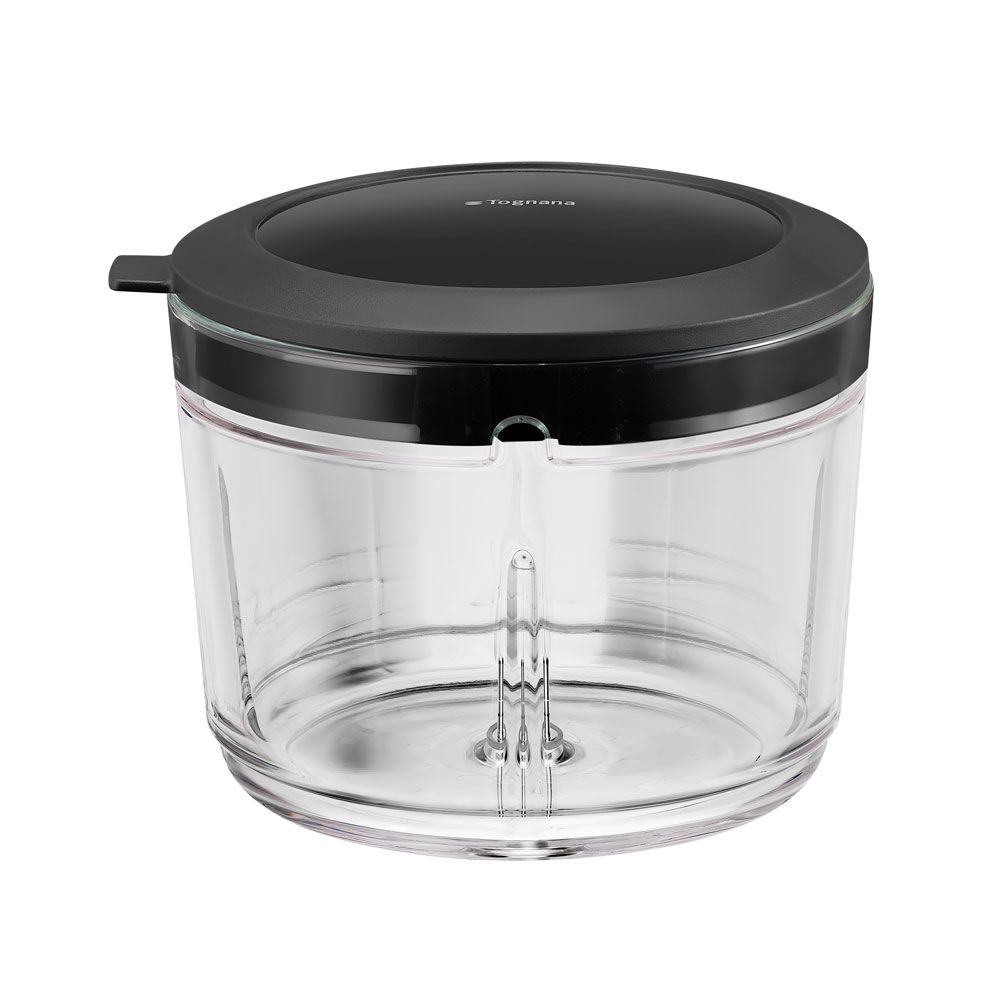 Schwarzer, wiederaufladbarer Akku-Zerkleinerer aus Kunststoff und Glas