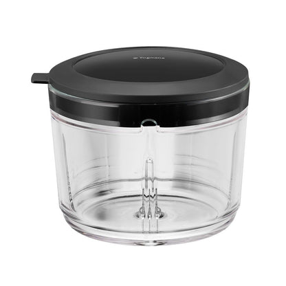 Schwarzer, wiederaufladbarer Akku-Zerkleinerer aus Kunststoff und Glas