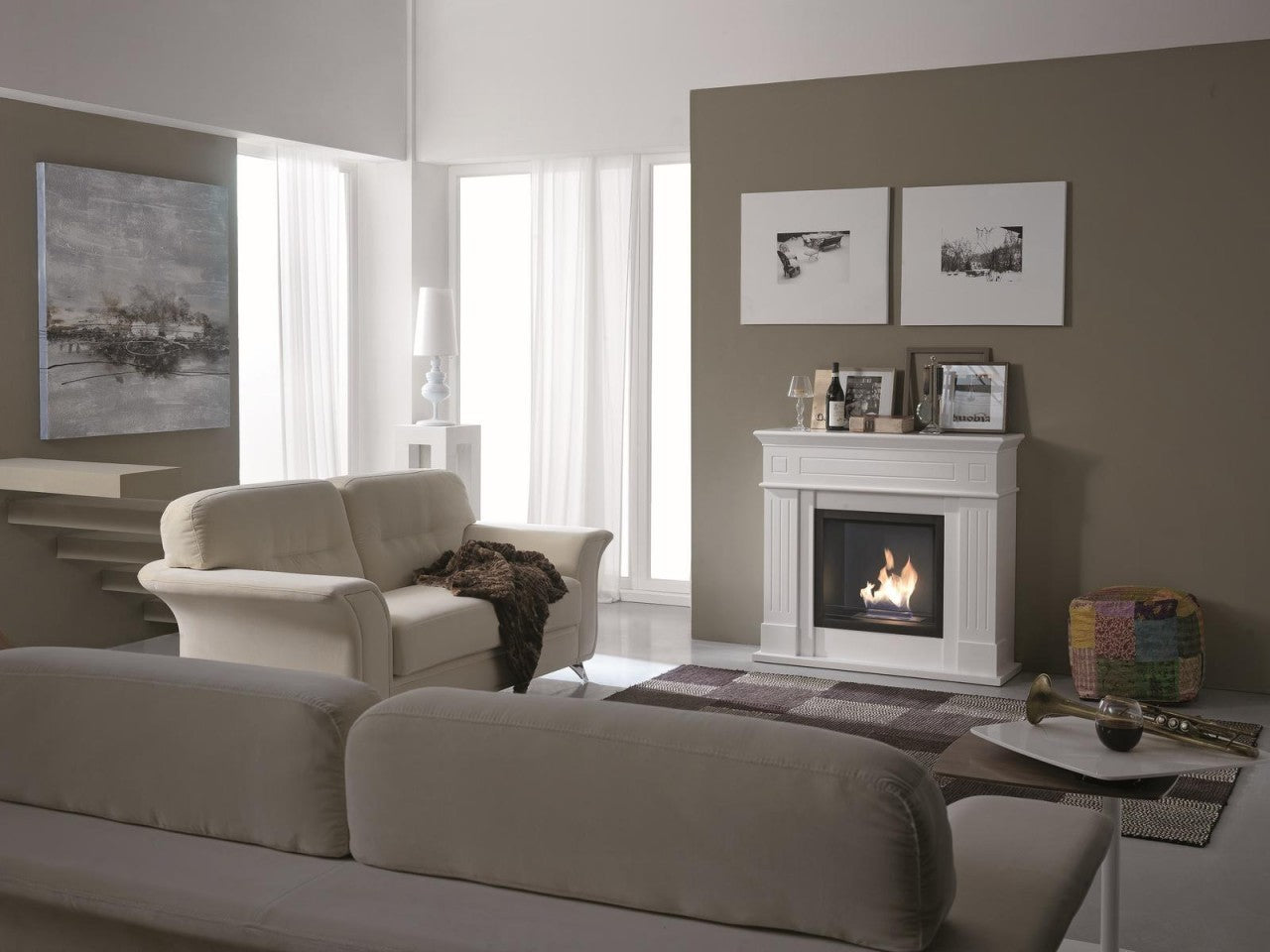 Biocamino diseño de suelo bioetanol blanco 102 x 37 x h 110 cm