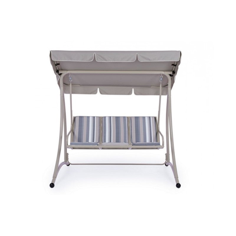 GRELY Dreisitzer-Schaukel aus Stahl, elfenbeinfarben, 190 x 120 x H185 cm