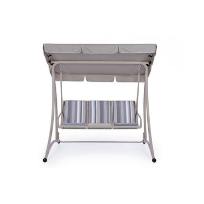 GRELY Dreisitzer-Schaukel aus Stahl, elfenbeinfarben, 190 x 120 x H185 cm