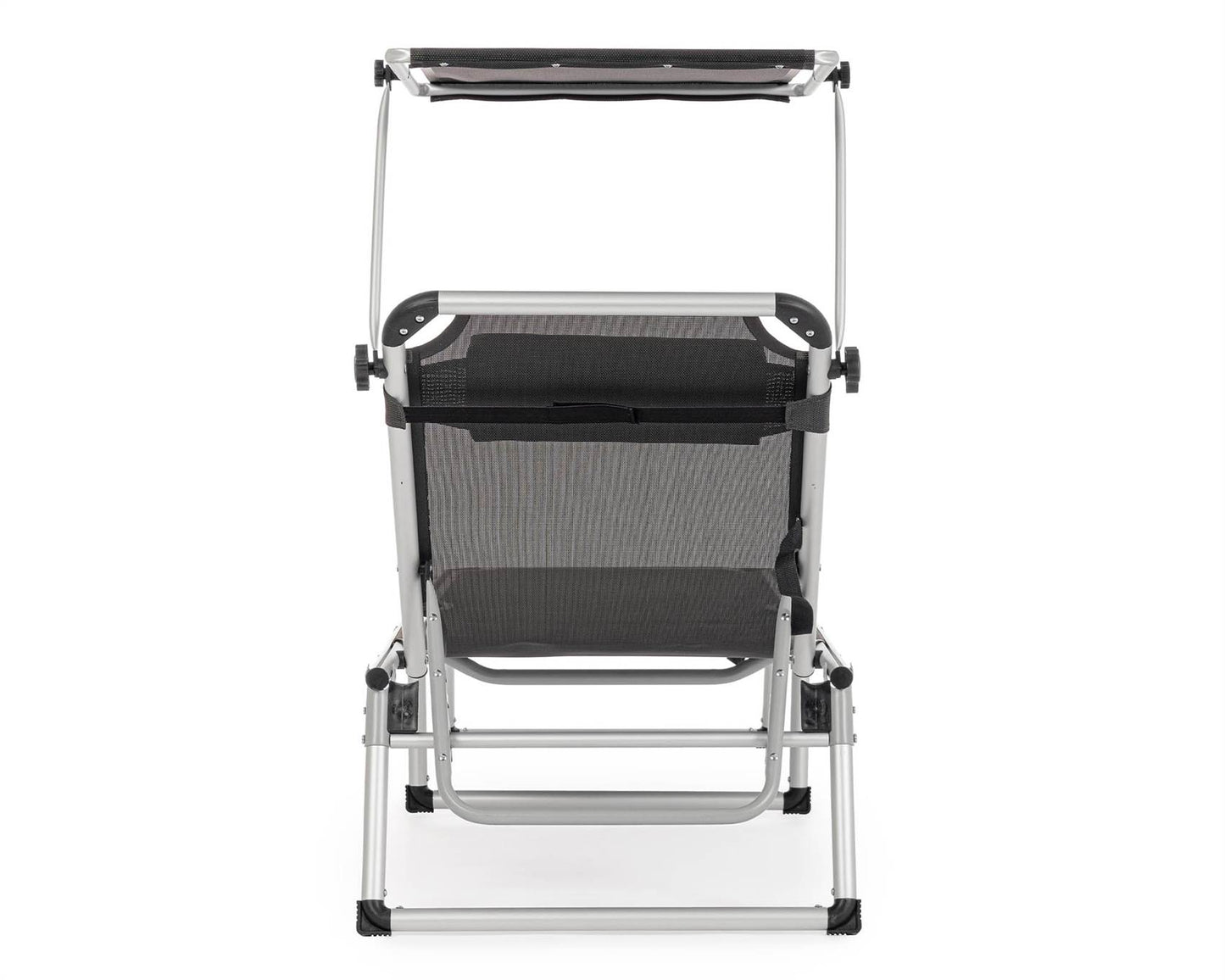 Folding Sun Lounger with Canopy - 58a x 193b x 76h cm