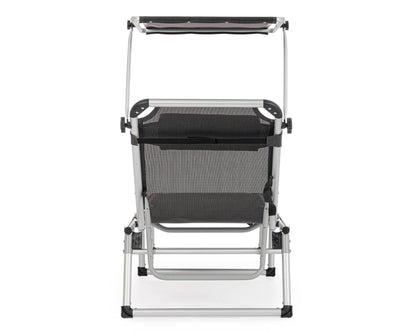 Folding Sun Lounger with Canopy - 58a x 193b x 76h cm