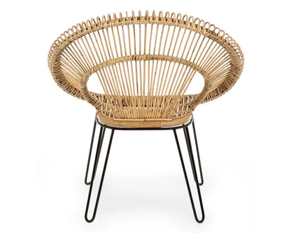 Natural Esteban Sessel in Rattan und Stahl - elegantes Design für Innen- und Außenbereiche