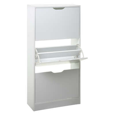 Weiße Schuhschrank mit 3 Schubladen - 60x23x118 cm